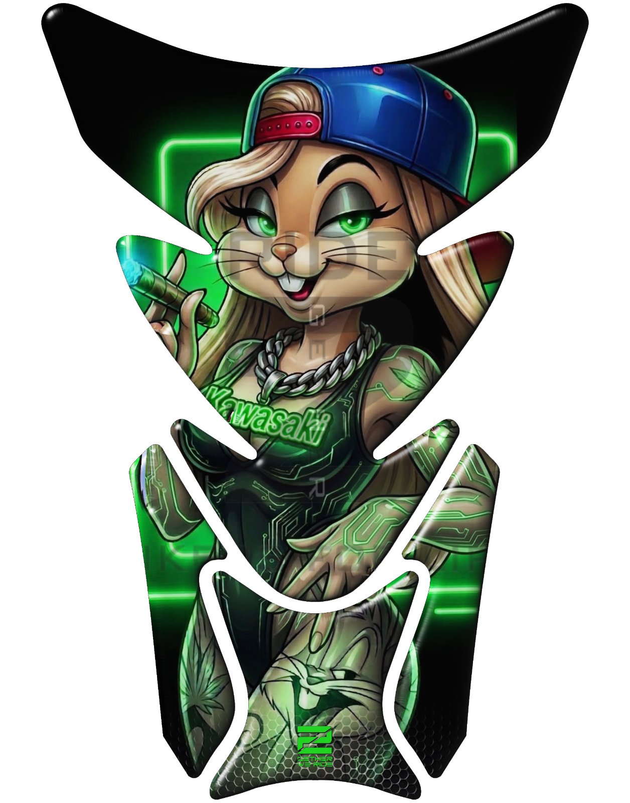 Street Tank Pad | Kawasaki Biker Bunny Motorcycle Tank Protector